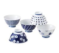 Saikai Pottery Traditional Japanese Indigo Blue Porcelain Bowls (5 Bowls 5 Patterns Set) 13303 from Japan