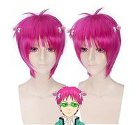 Saiki Kusuo no sai-nan Straght cosplay wig Men Short pinkish Synthetic Hair Cosplay Wigs For Halloween Costume Saiki Kusuo wig One Size Saiki Kusuo wig 689