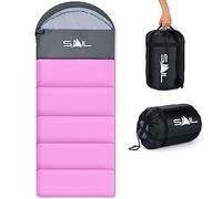 SAIL 3 Season Sleeping Bag for Kids & Adults - Extra Wide, 250GSM Lightweight & Waterproof - Large XL Sleeping Bag for Camping, Indoor & Outdoor, Hiking & Backpacking - Pink