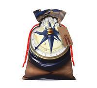 Sail Boat Nautical Compass Print Christmas Wrapping Bags Gift Bags With Drawstring, Xmas Party Presents And Favors