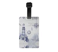 Sail Boat Nautical Compass Print Luggage Tags with Full Back Privacy Cover - Bright Suitcase Identifier for Travel, Cruise & More