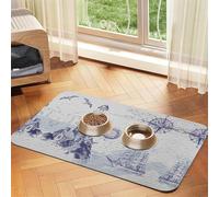 Sail Boat Nautical Compass Printed Pet Bowl Mats, Non-Slip And Tasteless Dog And Cat Feeding Mats