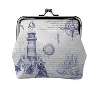 Sail Boat Nautical Compass Printing Lightweight Coin Purse, Minimalist Wallet for Coffee Runs and Local Outings