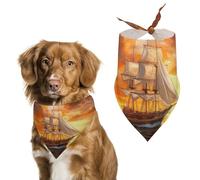 Sail Boat Sailing Ship Cute Dog Bandanna Scarf Printed Adjustable Triangle Pet Kerchief for Dogs And Cats