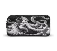 Sail Boat Waves Octopus Small Pencil Case Large Capacity Pen Bag Aesthetic Makeup Pouch Office Stationery Organizer 22 * 12 * 5cm