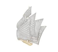 Sail Brooch Featuring Men And Women With A 3D Sailing Ship Corsage, Silver