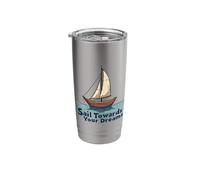 Sail Towards Your Dreams Nautical Illustration Stainless Steel Insulated Tumbler
