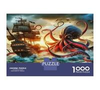 Sailboat 100% Recycled Cardboard Pirate Ship with Octopus 1000Pc Jigsaw Puzzle Adults Fun Activity for Rainy Days 38x26cm/1000pcs
