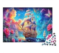 Sailboat 1000 Pc Premium Cardboard Puzzle Adult Cloudy Sailing Ship Jigsaw for Beginners Relaxation Creativity Gift Giving Travel Jigsaw Indoor Leisure 38x26cm/1000pcs