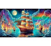 sailboat 1000 Piece Adult Jigsaws Fun Present & Activity for Home Great Gift Idea Educational Game Decompression for Adults 70x50cm/1000pcs