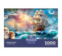 Sailboat 1000 Piece Premium Cardstock Sailing Ship at Sea Puzzle Budget-Friendly Stress Relief Mindfulness Framing Wall Art Gift 38x26cm/1000pcs