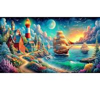 sailboat 1000 Piece Puzzle Game Recycled Paper Educational Game Challenge Great Gift Idea for Adults and Kids Age 12 Years Up 70x50cm/1000pcs