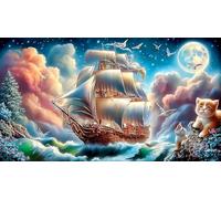 sailboat 1000 Piece Puzzle Game Recycled Paper Educational Game Challenge Great Gift Idea for Adults and Kids Age 12 Years Up 38x26cm/1000pcs
