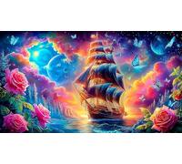 sailboat 1000 Pieces Adult Jigsaws Educational Game Decompression Fun and Challenging Family Game for Adults and Kids Age 12 Years Up 38x26cm/1000pcs