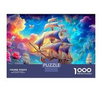 Sailboat 1000 Pieces Jigsaw Puzzles Engaging Home Decoration Fantasy Sailing Ship Jigsaw Puzzles Beautiful Decoration for Adults And Kids 38x26cm/1000pcs