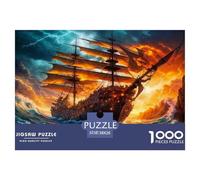 Sailboat 1000 Pieces Jigsaw Puzzles for Adults Fantasy Fun, Challenging & Brainteasing Beautiful Home Decoration Art Colorful DIY Craft 38x26cm/1000pcs