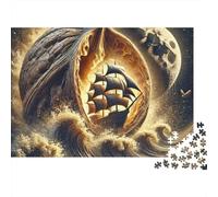 Sailboat 1000pc Jigsaw Puzzle Adults Ship Inside Seashell Under Full Moon Premium Thick Sturdy Vibrant Challenging Stress Relief Gift 38x26cm/1000pcs