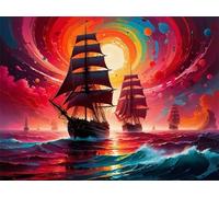 Sailboat 1500 Piece Jigsaw Puzzles for Adults, Colourful, Challenging & Brainteasing Adult puzzles 1500 Pieces Colorful Sky, Fun jigsaws for The Whole Family 34x22 inch