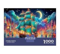 Sailboat Adventure 1000Piece JigsawPuzzlePirate Ship City ForAdults Challenging Brainteasing Age12+byth ThemeFlowersandBirds Fun, Challenging 52x38cm/1000pcs