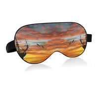 Sailboat Against a Beautiful Landscape Flying Birds Eye Masks Cover Blocks Light Sleep Mask Shade Cover Blindfold Relaxing Eyeshade Cover with Adjustable Head Strap for Men Women Kids
