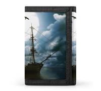 Sailboat Against A Beautiful Landscape Wallet for Men Trifold Wallets Credit Card Holder Minimalist Front Pocket for Women