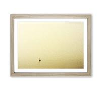 Sailboat Alone On The Ocean Modern Art Framed Wall Art Print, Ready to Hang Picture for Living Room Bedroom Home Office Décor, Oak A3 (46 x 34 cm)