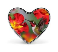 Sailboat And Sunset Lapel Pin, Metal Heart Lapel Pins, Fashion Badge for Shirts, Jackets, Hats, Hummingbirds Red Flower Hibiscus, Love form