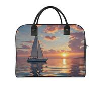 Sailboat And Sunset Travel Duffle Bag, Large Capacity Weekender Overnight Bags with Internal Pocket, Gym Bag for Women Men