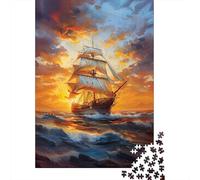 Sailboat Art 1000 Piece Eco-friendly Material Ocean Decor Puzzles for Seniors Easy Grip Pieces Gift for Her Anti-glare Full-size Poster Included 70x50cm/1000pcs