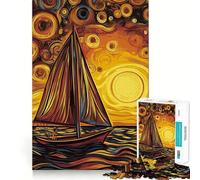 Sailboat At Cloudy Sunset Jigsaw Puzzles for Adults1000 Pieces Improve Memory Relax Mind Sharp Edge Art Collection Piece (38x26cm)