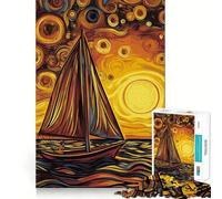 Sailboat At Cloudy Sunset Jigsaw Puzzles for Adults1000 Pieces Improve Memory Relax Mind Sharp Edge Art Collection Piece (50x75cm)