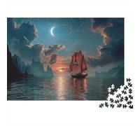 Sailboat at Dusk 1000 Pc Eco-Friendly Paper Premium Puzzle for Kids Beginners, Ultra Difficult Puzzle, After-school Activity, Puzzle 52x38cm/1000pcs
