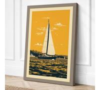 Sailboat at Golden Hour Canvas Wall Art Print 18x12 Inch (46 x 30 cm)