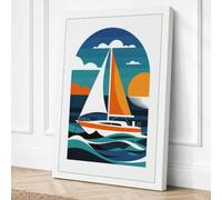 Sailboat at Golden Hour Canvas Wall Art Print 24x16 Inch (61 x 41 cm)