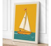 Sailboat at Golden Hour Canvas Wall Art Print 24x16 Inch (61 x 41 cm)