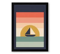 Sailboat at Golden Hour Minimalist Framed Wall Art Print A4 (29.7×21cm) Black, Wall Decor for Living Room, Bedroom, Office & Home, Ready to Hang, Art Gift