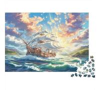 Sailboat at Sea 1000 Pieces Premium Cardstock Puzzle, Fantasy Maritime Adventure Hard Difficult Game, Rainy Day Relaxation Activity 38x26cm/1000pcs