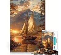 Sailboat at Sunset 1000 Pieces Jigsaw Puzzles for Adults Fine Logic Toy Leisure Time Neat Edge Art Collectible (50x75cm)