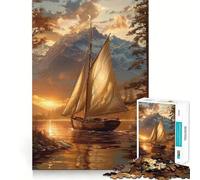 Sailboat at Sunset 1000 Pieces Jigsaw Puzzles for Adults Memory Gain Calm Mind Design Assembly Creative Gift (38x26cm)