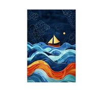 Sailboat at Sunset Canvas Poster Bedroom Decor Landscape Office Room Decor Gift 16x24inch(40x60cm)