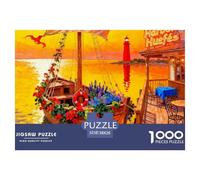 Sailboat by The River Jigsaw Puzzles Puzzles for Adults Kids. 1000 Pieces Boat Whimsical Challenge Toy Educational Games Home Decoration for Adults& Kids Age 14 Years Up 38x26cm/1000pcs