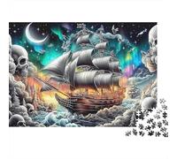 Sailboat City Night1000 Pieces Recycled Cardboard Skull Valley Jigsaw Puzzle Collection Adults Kids 12-18 Years Logic Skill Brain Training Party Activity Gift 52x38cm/1000pcs