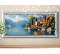 Sailboat,Coast Diamond Painting Kits,5D DIY Diamond Art Kits for Adults,Full Drill Gem Embroidery Arts Crafts Painting Pictures by Numbers 60x150cm,Diamond Art for Kids Gifts Home Wall Decor 58Y-1599