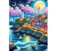 Sailboat Coast Lighthouse 700 Piece Jigsaw Puzzles for Adults, Fun jigsaw puzzles 700 pieces, Challenging Puzzle Perfect for Game Nights, Finished Puzzle Size is 52x38cm
