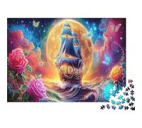 Sailboat Colourful Owl in Cosmic Landscape 1000 Pieces Jigsaw for Adults The Impossible Challenge Brain Development 38x26cm/1000pcs
