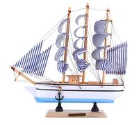 Sailboat Decor, 24cm Sailing Yacht Boat Wooden Model Wood Ship Handcrafts Sailboat Centerpiece for Home Beach House Ocean Theme Party Nautical Mediterranean Decor