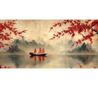 Sailboat Diamond Art, Pattern Mountain Diamond Painting Kits for Adults 5D DIY Full Round Drill Gem Crystal Art Kits Crafts for Adults Beginner for Home Decor, Room Decor, Gifts 80 * 160cm -bby260397