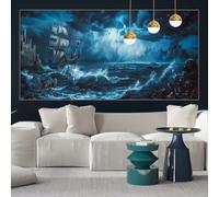 Sailboat Diamond Painting Kits for Adults 12x27inch Diamond Art Seascape Painting by Numbers for Children with Full Square Drill Accessories, DIY Crystal Arts and Crafts Cross Stitch Pictures y-w582