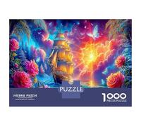 Sailboat Fantasy 1000 Pc Recycled Cardboard Magical Sea DIY Jigsaw Puzzle Kids 12+ Puzzle Lovers Mind Relaxation Puzzle for Framing for Adults 38x26cm/1000pcs