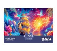 Sailboat Fantasy 1000 Puzzles Adults Puzzle Adults Puzzle Gifts Birthday Difficult Impossible Challenge High Difficulty 52x38cm/1000pcs